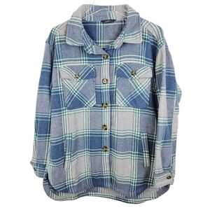 Blue Plaid Shacket Medium